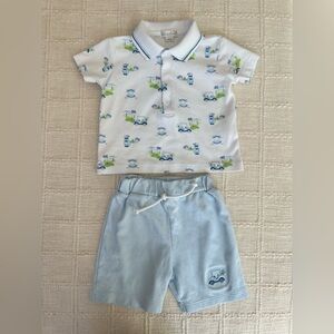 Kissy Kissy White and Blue Kids Shirt & Shorts Set